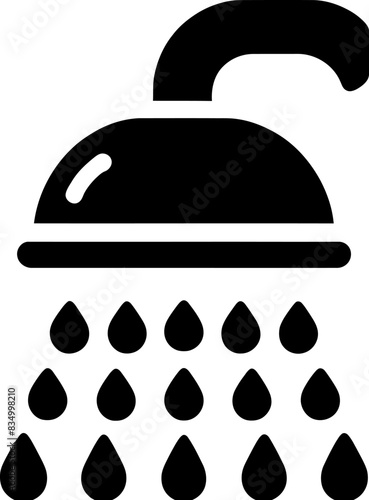 Showerhead with Water Droplets Icon