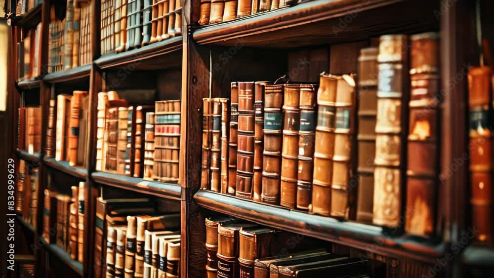 Books in shelves in a library Books in shelves in a library