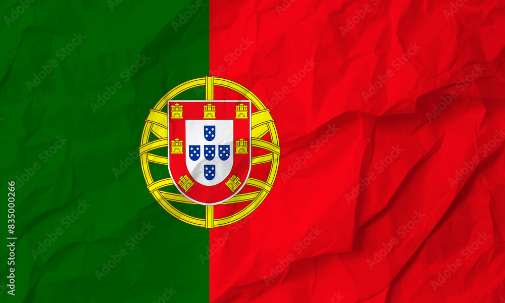 white crumpled paper texture background generative ai Portugal flag  