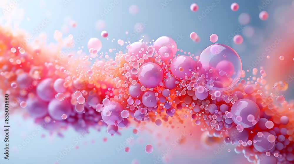 Fototapeta premium Colorful abstract background featuring vibrant pink and orange bubbles in a gradient design, ideal for creative and artistic projects.