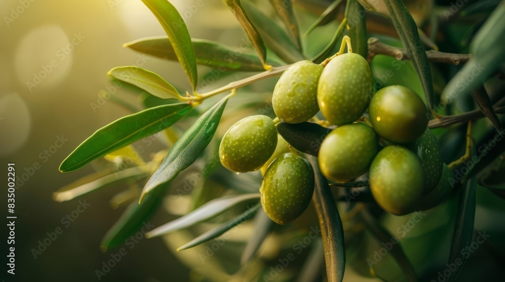 fresh green olives on branch with leaves closeup food photography fresh green olives on branch with leaves closeup food photography