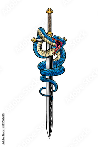 illustration of a snake on a sword