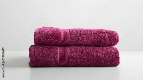 Stacked magenta Towels on a white Background