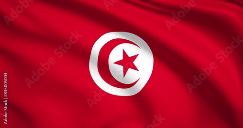 flag of Tunisia. Tunisian flag background. 4k 60FPS photo