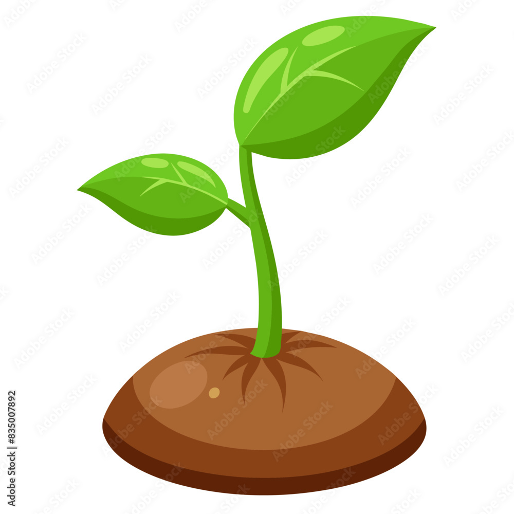 Illustration of a green plant growing with keywords on plants, growth, nature, and sustainability Illustration of a green plant growing with keywords on plants, growth, nature, and sustainability