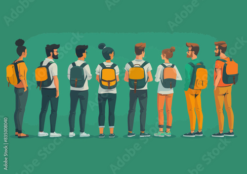 Minimalistic Business Education Meeting, Office Team with Male Leader Presentation, Vector Illustration, Daytime Professional Training Session