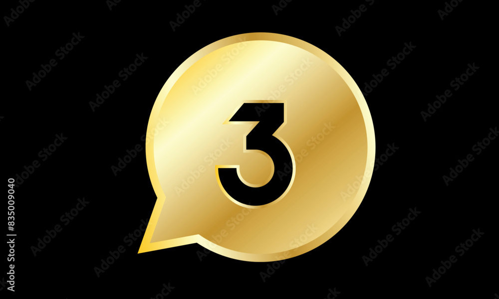Number 3D Gold Logo Circle Triangle Modern Number 3D Gold Logo Circle Triangle Modern