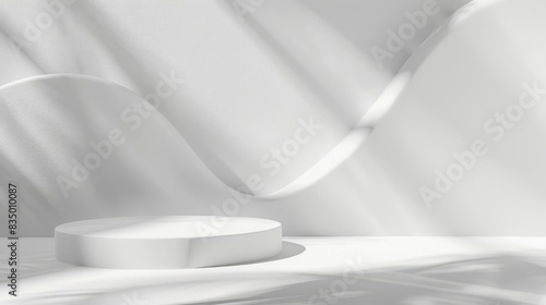 minimal white plaster wall with sunshade shadow abstract 3d product presentation background