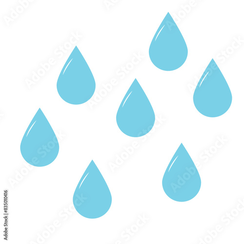 cartoon doodle rain drops. Vector clipart isolated on white  background.