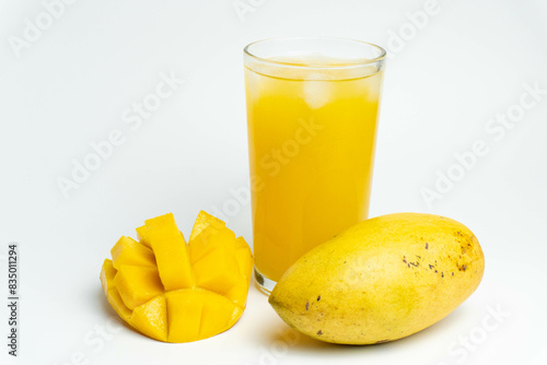Ripe Mango Juice with White Background
