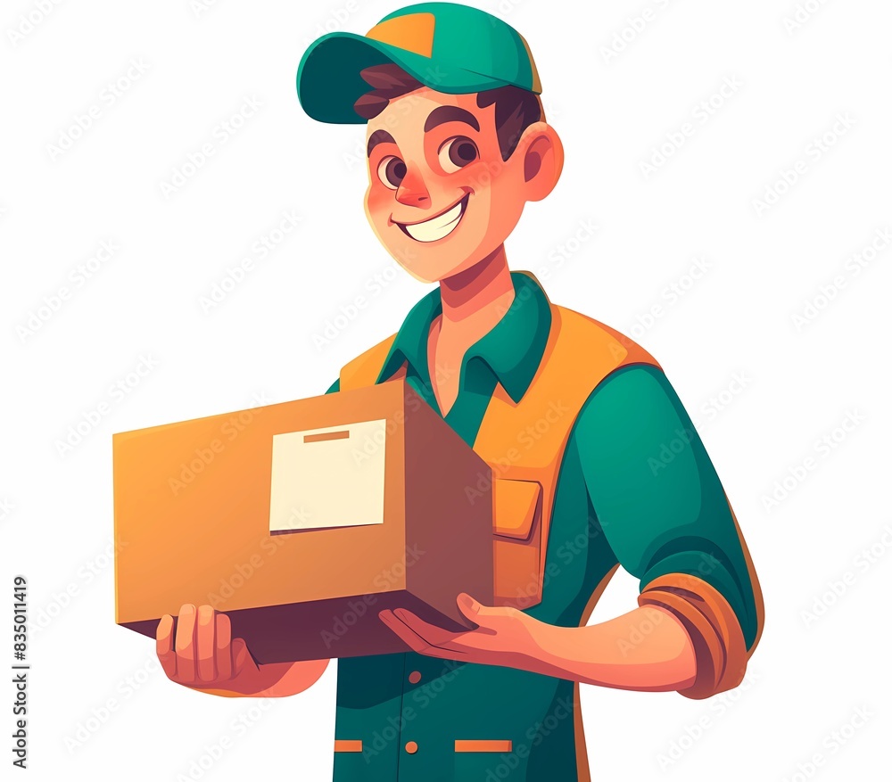 a Smiling Young Delivery Guy with Package