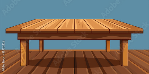 A blank empty wooden table top for product placement. 