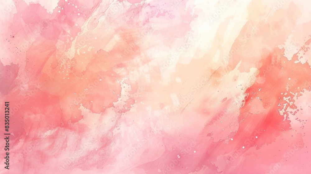Abstract soft pink and peach watercolor background with grainy texture and brush strokes.