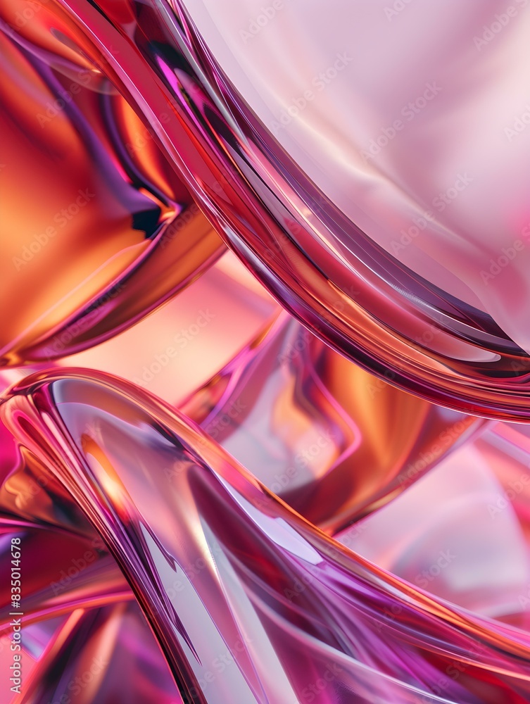 Abstract holographic Wallpaper in burgundy Tones. Fluid Shapes of Glass Abstract holographic Wallpaper in burgundy Tones. Fluid Shapes of Glass