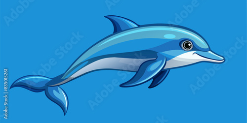 Dolphin side view, isolated background.