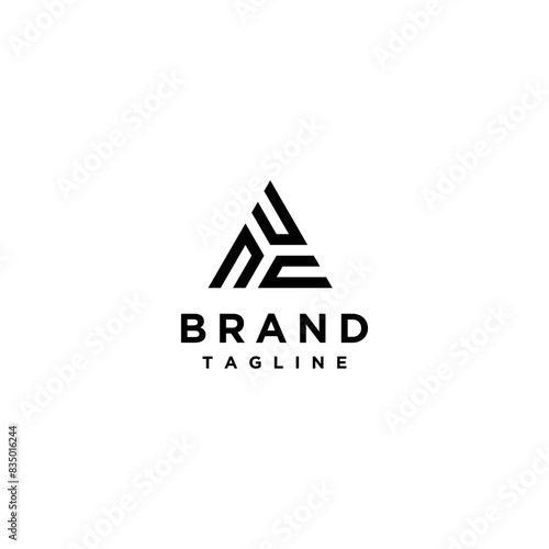 Simple Triangle Three Letter U Logo Design. Initial Letter NCU Forms a Triangle Design.