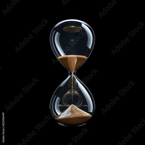infinity shaped hourglass on a black limbo background hourglass, time, glass, clock, sand, timer, isolated, icon, Ai generative 