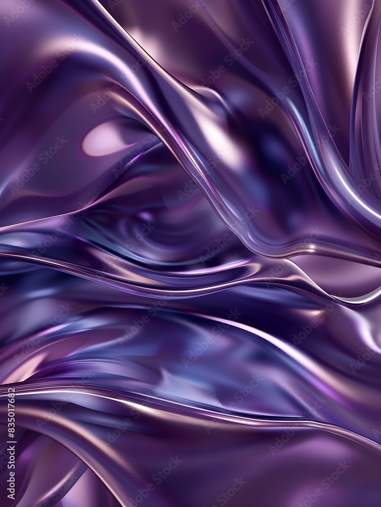 Abstract holographic Wallpaper in dark purple Tones. Fluid Shapes of Glass Abstract holographic Wallpaper in dark purple Tones. Fluid Shapes of Glass
