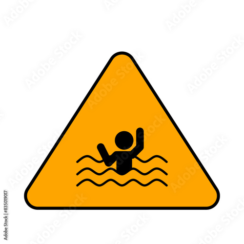 warning drowning sign, danger deep water sign