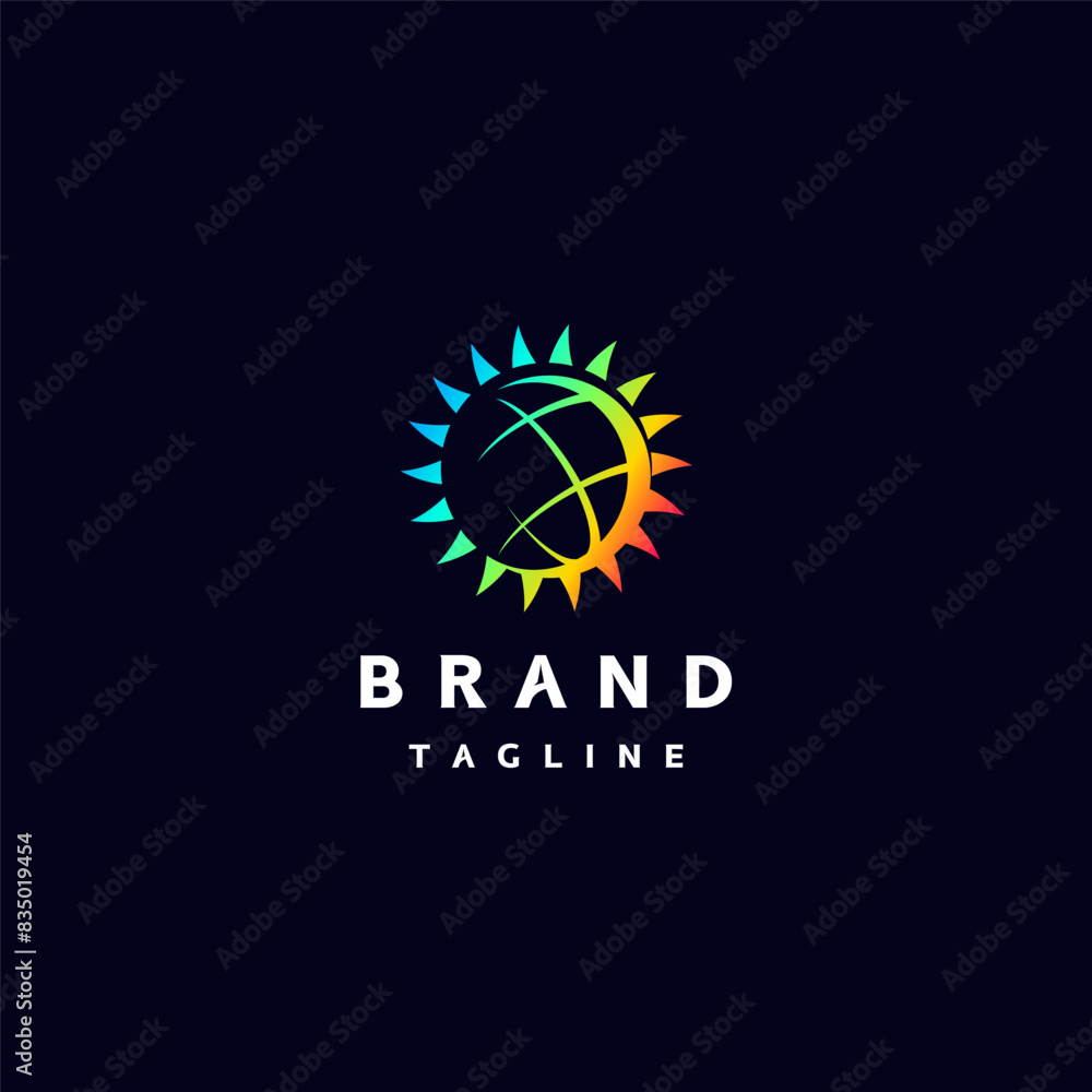 Colorful Sun Shine Flower Logo Design. Globe Icon With Colorful Sunlight Logo Design. Colorful Sun Shine Flower Logo Design. Globe Icon With Colorful Sunlight Logo Design.