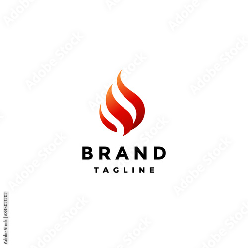 Simple Fire Spot Symbol Logo Design. Red Flames Line Icon Logo Design.