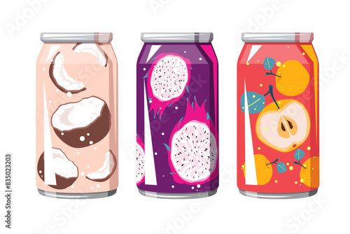 Εκτύπωση καμβά Set of carbonated drinks in aluminum cans