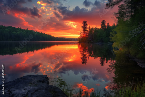 sunset over the lake