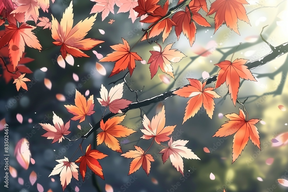 Autumn Leaves Falling from Tree Branches in a Serene Forest Scene
Autumn Leaves Falling from Tree Branches in a Serene Forest Scene