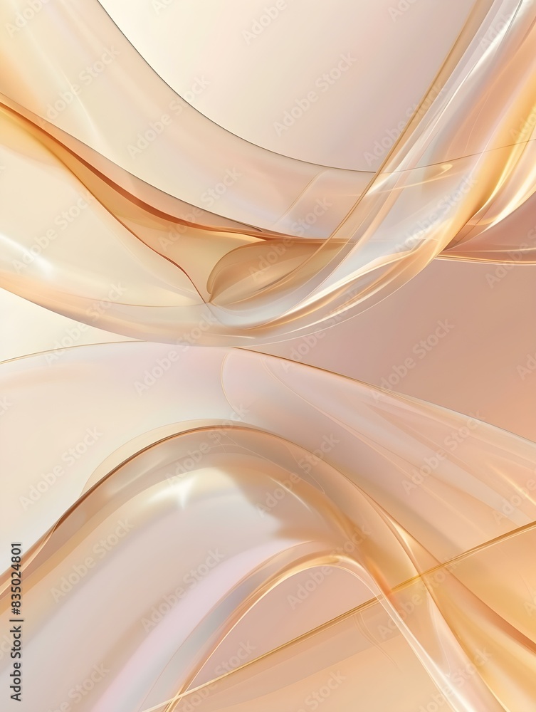 Fototapeta premium Abstract holographic Wallpaper in light brown Tones. Fluid Shapes of Glass