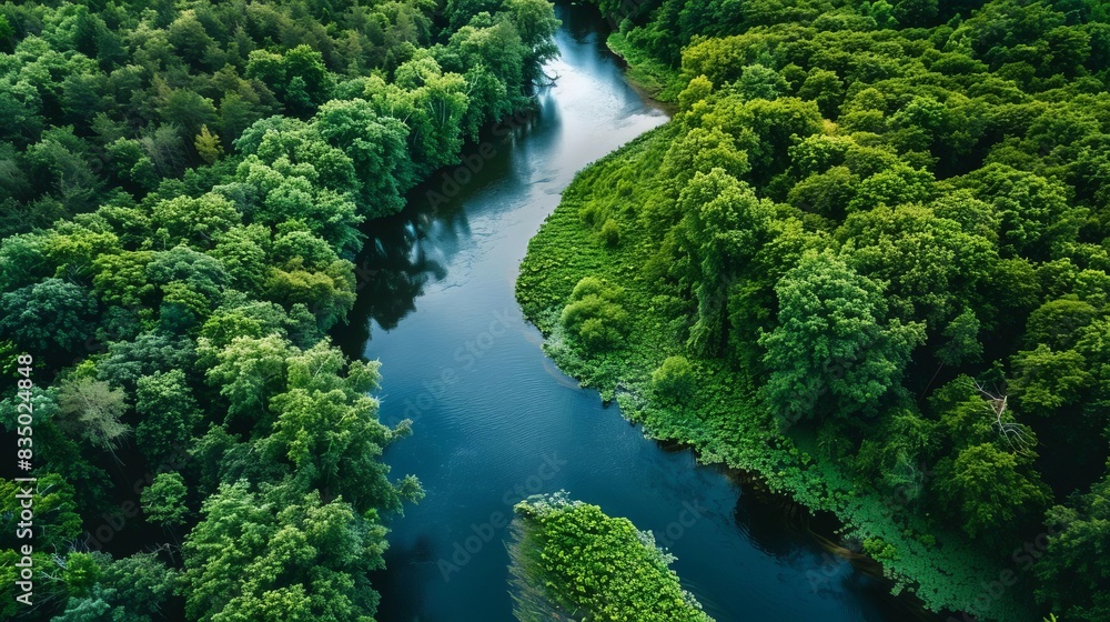 serene aerial view of rocky river meandering through lush green forest reflecting vibrant sky nature photography serene aerial view of rocky river meandering through lush green forest reflecting vibrant sky nature photography