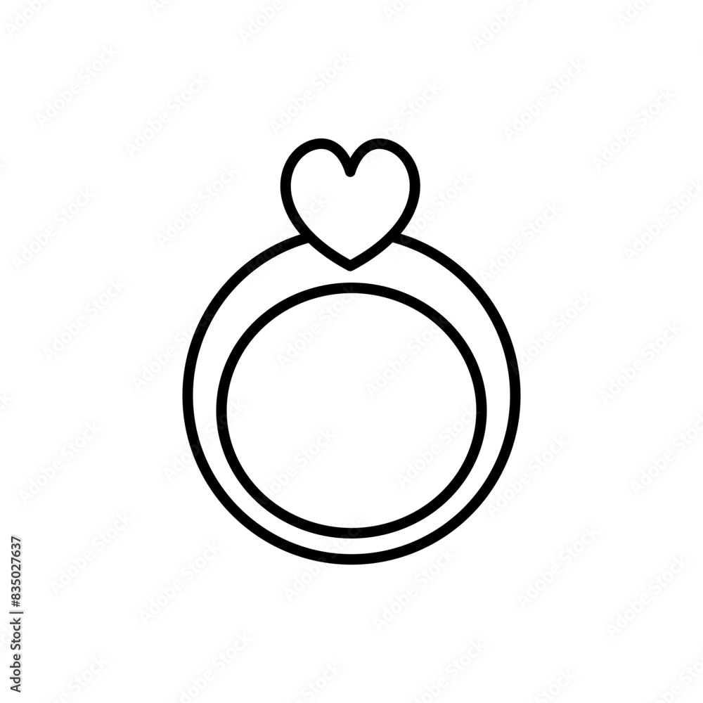 Obraz premium Honeymoon ring outline icons, minimalist vector illustration ,simple transparent graphic element .Isolated on white background