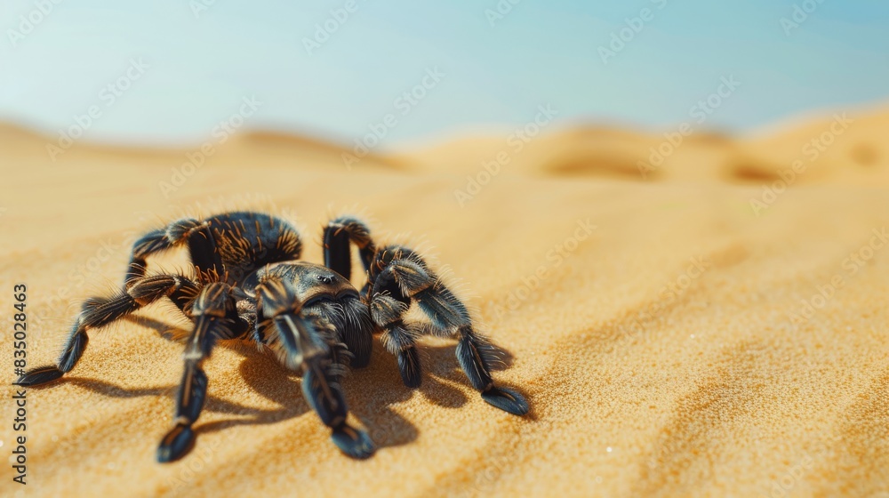 Obraz premium A tarantula walks across the desert sands