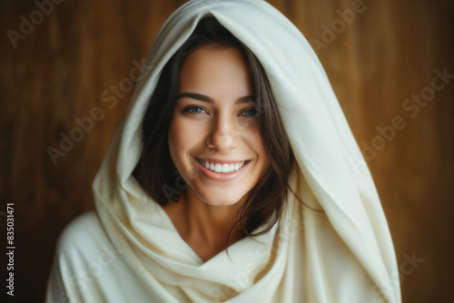 Portrait of a beautiful girl, with shawl, concept, style and glamour