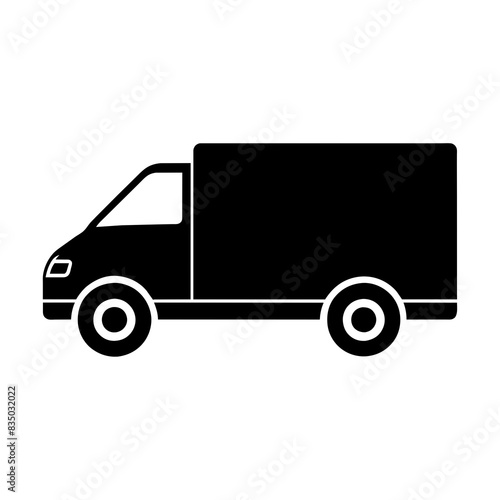 Modern and minimalist side view black color delivery logo icon vector illustration © Sumondesigner_42