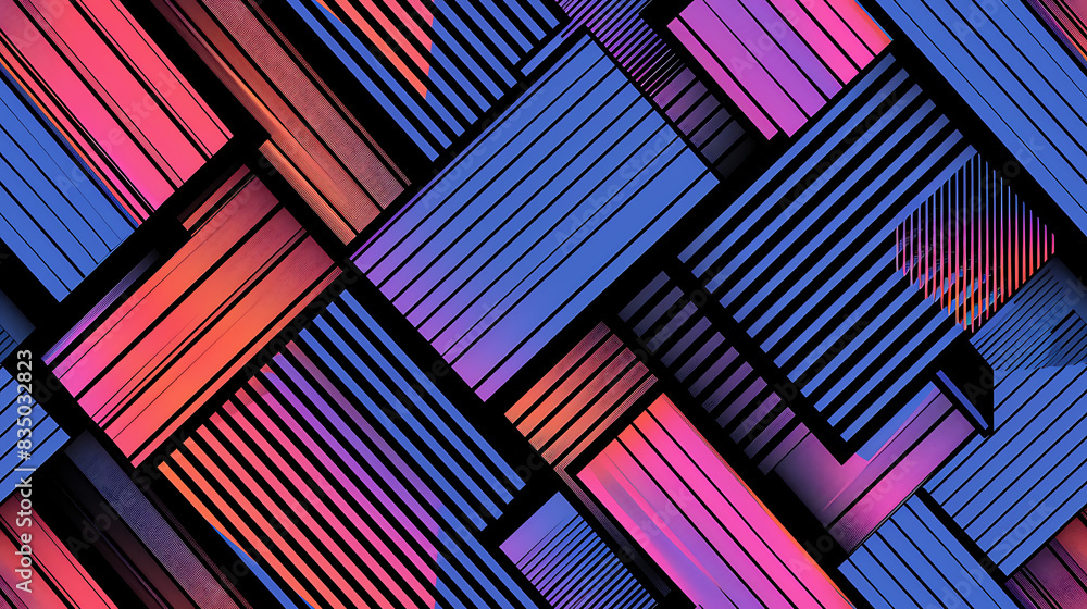 Colorful Geometric Shapes Seamless Pattern - Pink, blue and purple shades. Colorful Geometric Shapes Seamless Pattern - Pink, blue and purple shades.