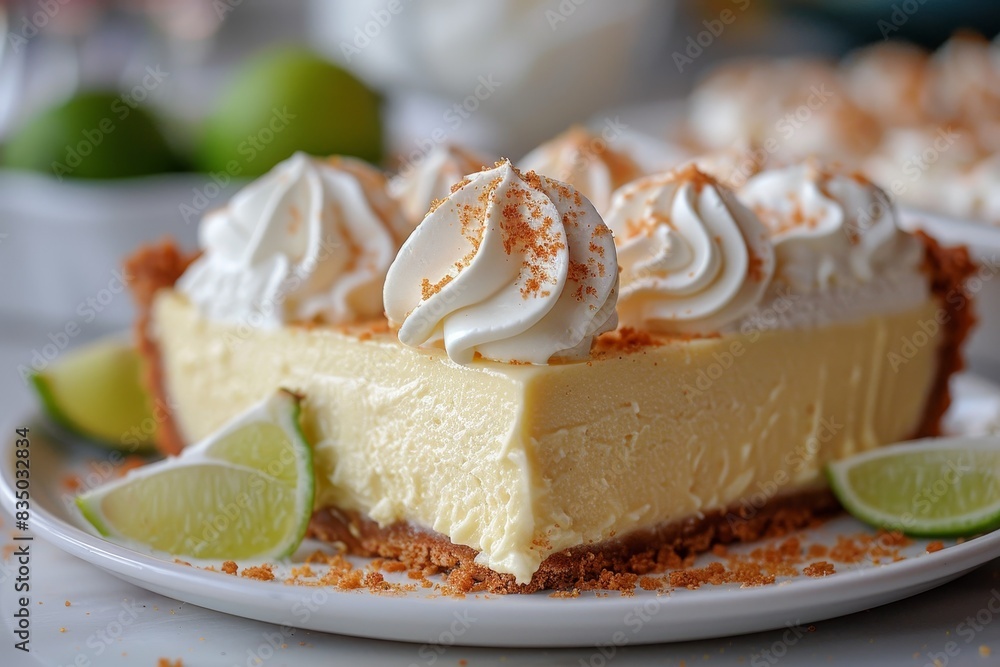 Key Lime Pie - Slice of key lime pie with whipped cream. Key Lime Pie - Slice of key lime pie with whipped cream.