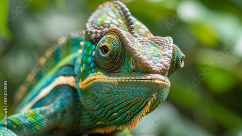 Close-up of a colorful chameleon in a natural habitat