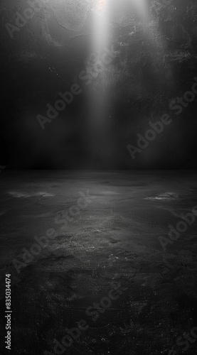 an empty dark scene  neon light  spotlights The asphalt floor and studio room with smoke float up the interior texture. night view Generative AI  