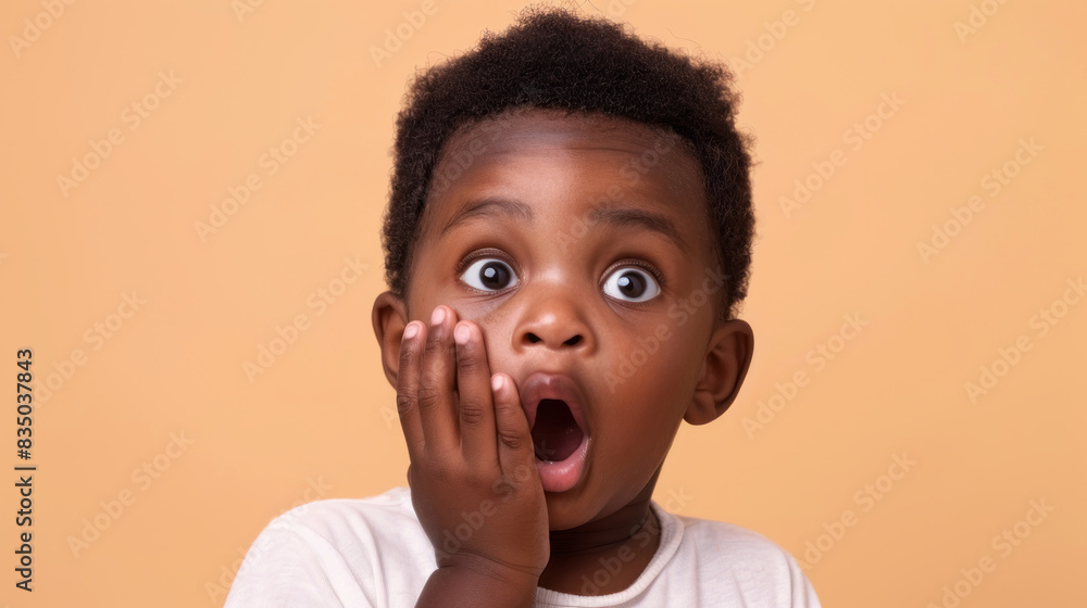 Surprised young boy with wide eyes and open mouth expression Surprised young boy with wide eyes and open mouth expression