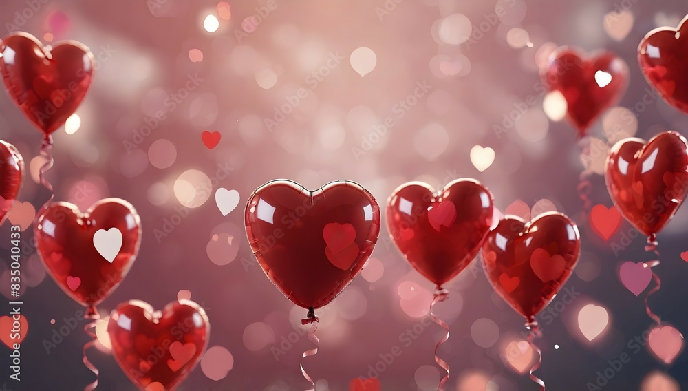 Happy Valentine's Day balloons heart shape bokeh lighting background love concept Generative AI Happy Valentine's Day balloons heart shape bokeh lighting background love concept Generative AI