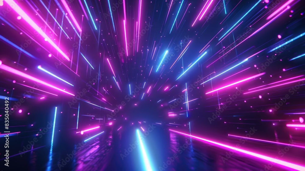 Blue pink and purple neon glow laser beam light lines moving fast,digital, high speed internet, cyberpunk, techonogy backdrop. futuristic abstract background Blue pink and purple neon glow laser beam light lines moving fast,digital, high speed internet, cyberpunk, techonogy backdrop. futuristic abstract background