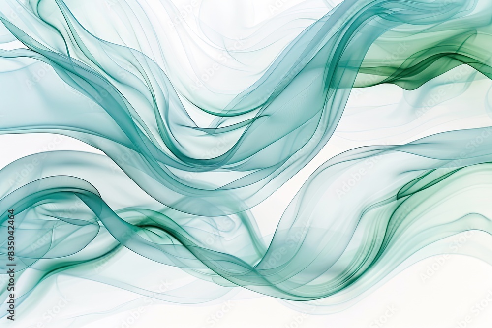 Abstract flowing lines in soft blue and green tones on a white background, representing fluidity and health Abstract flowing lines in soft blue and green tones on a white background, representing fluidity and health
