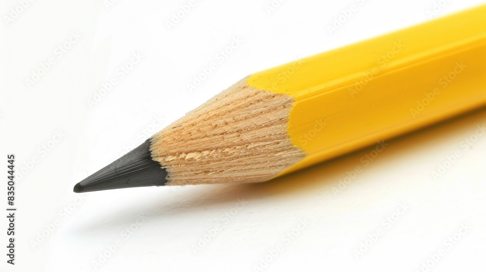 Fototapeta premium Yellow pencil against white backdrop