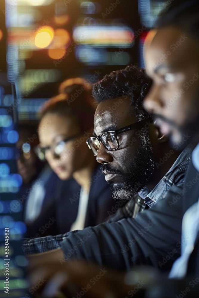 Diverse team of technology professionals working in a modern office Diverse team of technology professionals working in a modern office