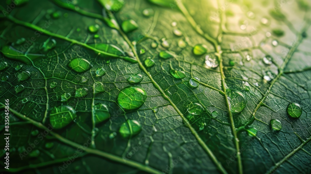 Water drops on green leaf abstract background. Raindrops, water on leaf. Fresh, juicy, beautiful tree leaf close-up. Summer, nature background Water drops on green leaf abstract background. Raindrops, water on leaf. Fresh, juicy, beautiful tree leaf close-up. Summer, nature background