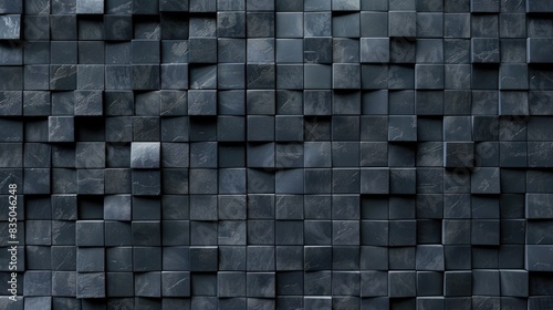 Dark gray abstract mosaic texture of small cubes. photo