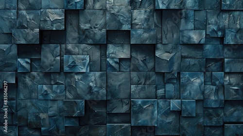 Dark gray abstract mosaic texture of small cubes. photo