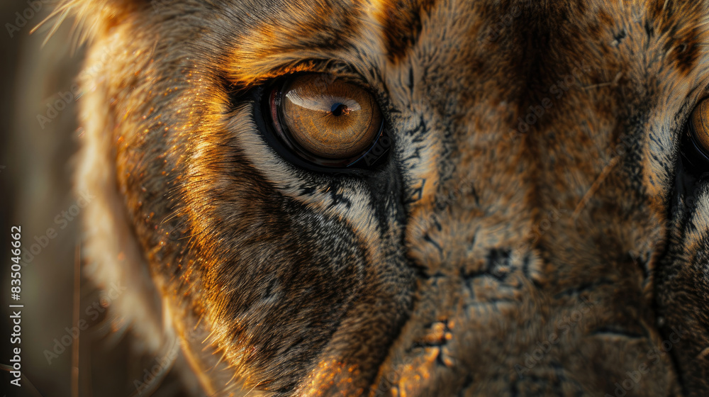 Detailed Portrait of a Lion in Its Natural Habitat