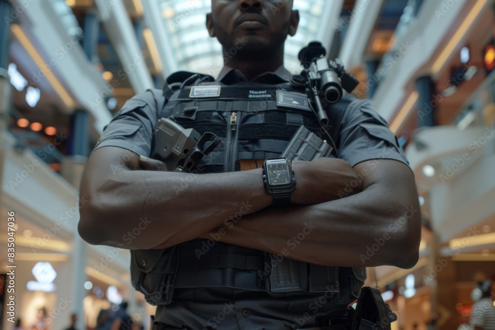 Security guard professional safety patrol man police employee mall safe business protect serve confident authority public space secure guarding agent staff shop convenience store grocery Security guard professional safety patrol man police employee mall safe business protect serve confident authority public space secure guarding agent staff shop convenience store grocery
