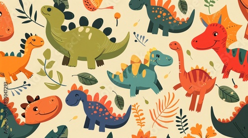 abstract playful dinosaur wallpaper suitable for kid postcard